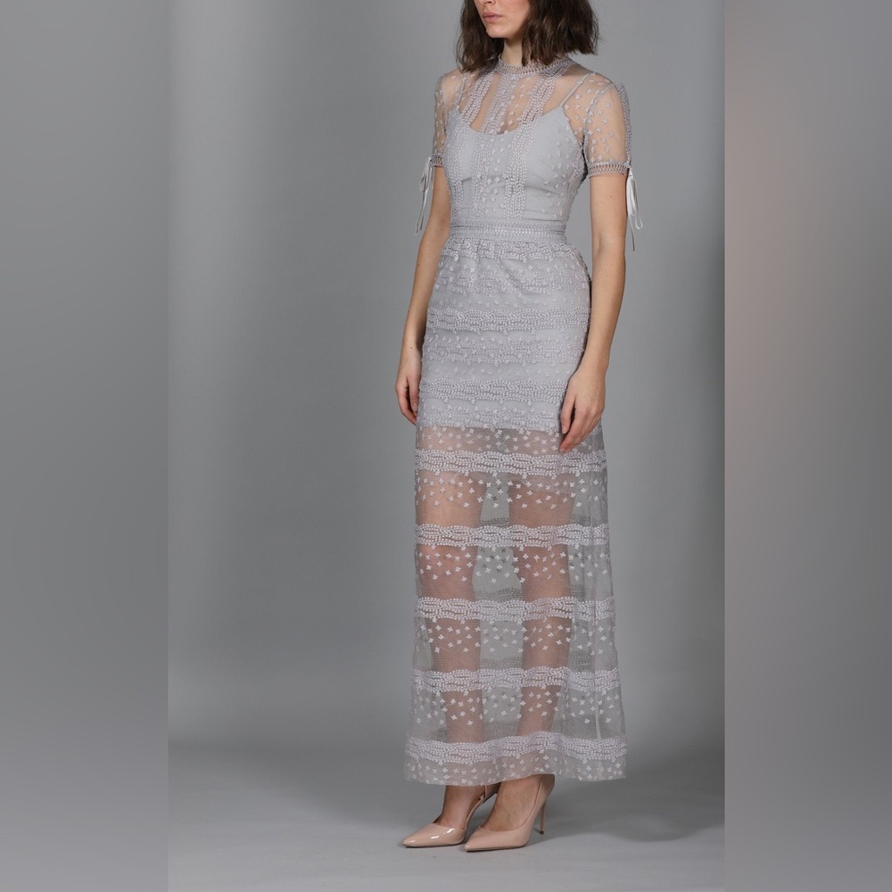 Self Portrait Lavender Lace Maxi Dress